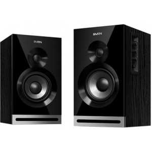 SVEN SPS-705 Black,  2.0 / 2x20W RMS, Bluetooth, Control panel on the active speaker side panel,  headphone jack, wooden, (4"+3/4")