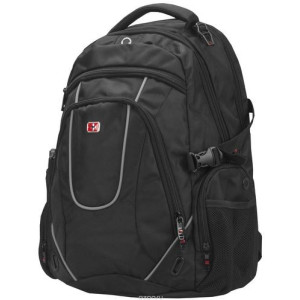Continent NB backpack 15.6" - BP-304BK (Schwyzcross), Black, Main Compartment: 38 x 27.5 x 4 cm, Dimensions: 30 x 48 x 24 cm