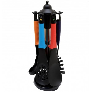 Hoffmuller HTC7 Набор кухоных пренадлежностей 7 предметов на подставке (пластик) Hoffmuler