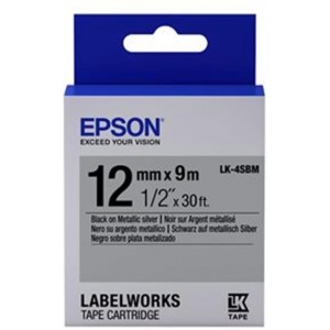 C53S654019 Tape Epson LK4SBM Metallic Blk/Siv 12/9