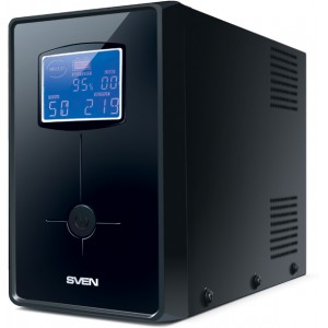 SVEN Pro 650 (LCD,USB), Line-interactive UPS with AVR, 650VA /390W, Multifunction LCD display, 2x Schuko outlets, 1x7AH, AVR: 170-280V, USB, RJ-11, Cold start function, Black