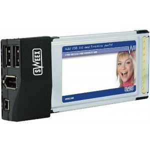 Sweex PU054, 2 Port USB 2.0 & 2 Port FireWire PC Card, Slot type: 32-bit PC CardI, Host interface: CardBus