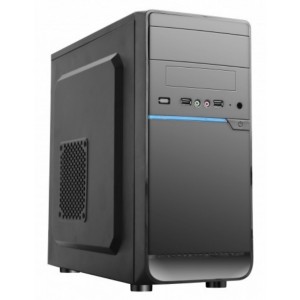 HPC D-08  mATX Case, (500W, 24 pin, 2xSATA, 12cm fan), 2xUSB2.0 / HD Audio, Shiny Black + Blue decoration
