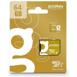 64GB MicroSDHC (Class 10), SD adapter, U1, Goldkey (R/W:95/20MB/s)