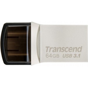 Флешка Transcend JetFlash 890, 64GB, USB3.1/Type-C, Silver, Metal Case