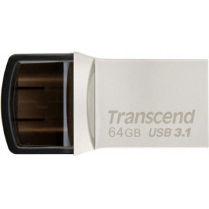 Флешка Transcend JetFlash 890, 64GB, USB3.1/Type-C, Silver, Metal Case