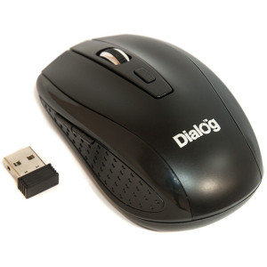 Dialog Pointer - RF 2.4G опт. мышь, 6 кнопок + ролик, USB, черная