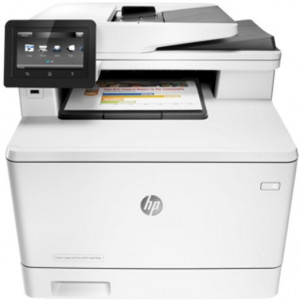 HP Color LaserJet MFP M477fdw Print/Copy/Scan/Fax, 28ppm, Duplex, 256MB, Up to 50000 pages, 50-sheet  ADF, 4,3" touch display, USB 2.0, Ethernet 10/100/1000, Wi-Fi 802.1, HP PCL 5,6; Postcript 3, HP ePrint, AirPrint™, Scan to USB, to email; White