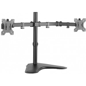   Brateck LDT12-T024N Double Joint Steel Monitor Arm for 2 monitors, 13"-32", +45° ~ -45° tilt; +90° ~ -90° swivel; 360° rotate, VESA: 75x75, 100x100, Arm Extend: 460mm, Max load capacity 8Kg
