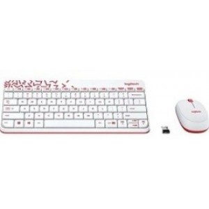 Keyboard & Mouse Logitech Wireless Desktop MK 240 White+Vivid RedP/N 920-008212