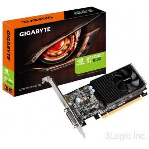 VGA card PCI-E Gigabyte GV-N1030D5-2GL (GeForce GT1030 2048M DDR5 ) LPGF GT1030,2048MB DDR5, Engine 1252/1506MHz, Memory 6008 MHz, Fan Cooling, DVI-D,Native HDMI 2.0b,H=14.7 L=149.9 W=68.9 LP