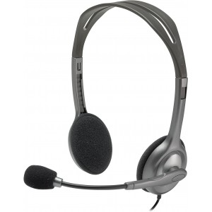 Headset Logitech H111, Mic, 1 x mini-jack 3.5mmP/N 981-000593               Height: 160 mm (6.3 in)Width: 210 mm (8.3 in)Depth: 50 mm (2.0 in)Weight: 73.2 g (2.6 oz)Input Impedance: 32 OhmsSensitivity (headphone): 100dB +/-3dBSensitivity (microphone): -58