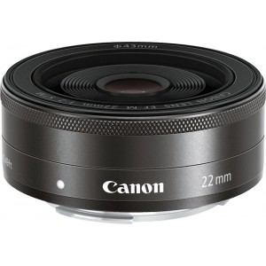 Prime Lens Canon EF-M 22 mm f/2.0 STM, Lens 7/6, Angle of view 54*/37*/63*, Blades 7, Min aperture 22, Close focus to 0.15m, Max magnification (x) - 0.21, Accessories: Lens Cap E-43, Hood EW-43, Case LP811