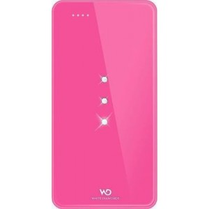 White Diamond Crystal Battery Large, 3000mAh for All devices, Pink