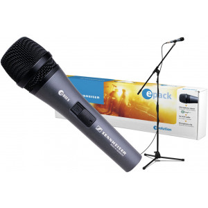 "Microphone&stand Sennheiser E-Pack ""E 835 S"", cable XLR-3, Dim mm: mic-O48*180; base-O700 * 845-1475
Dimensions base: diam. 700 mm, height 845-1475 mm
https://en-de.sennheiser.com/live-performance-microphone-vocal-stage-microphone-stand-epack-e-835"