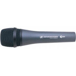"Microphone  Sennheiser ""E 835"". 40 – 16000 Hz, cable XLR-3, Dimensions O 48 x 180 mm
-  
  https://en-de.sennheiser.com/live-performance-microphone-vocal-stage-e-835"
