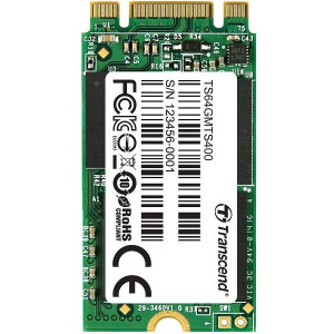 M.2 SSD 64GB Transcend MTS400, Sequential Reads 560 MB/s, Sequential Writes 460 MB/s, Max Random 4k Read 70,000 / Write 70,000 IOPS, M.2 Type 2242 form factor, NAND MLC