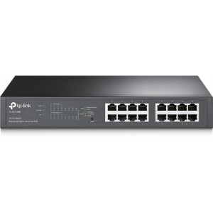 "16-port Gigabit Smart PoE+ Switch, TP-LINK ""TL-SG1016PE""
16 10/100/1000Mbps RJ45 ports
Equipped with 8 PoE+ supported ports to transfer data and power over a single cable
With a total PoE power budget of 110W, up to 30W per port
Works with IEEE 802