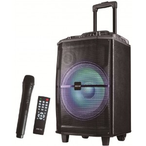 Boxa activa portabila AKAI ABTS-H12L 40W, microfon wireless, Bluetooth, radio FM, karaoke, USB, lumini disco