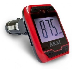 "CAR FM TRANSMITTER
 AKAI FMT-701D • Play & transmit audio files – MP3 Format• USB and SD Card Slot Reader (Max. 32GB)• Support play-back of MP3 format files from any othercompatible Audio device• Audio cable included• Aux-In 3.5 mm con• Loop Mode• Suppo