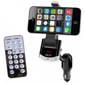 Modulator FM cu suport telefon AKAI FMT-8118BT Bluetooth, functie incarcare telefon si handsfree, telecomanda