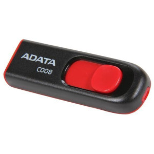 Флешка ADATA C008, 16GB USB2.0, Black-Red, Plastic, Slider