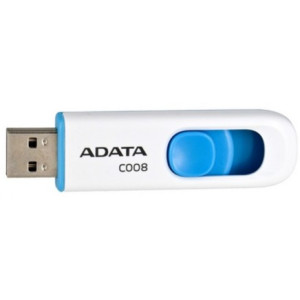 Флешка ADATA C008, 8GB, USB 2.0, White-Blue, Plastic