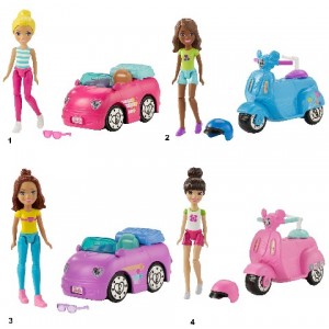 Babie papusa cu vehicol seria "On the Go" ast Mattel