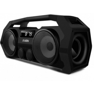 SVEN PS-465, Bluetooth Portable Speaker, 18W RMS, Support for iPad & smartphone, Bluetooth, LED display, FM tuner, USB & microSD, built-in lithium battery -1800 mAh, tracks control, AUX stereo input, Headset mode, USB or 5V DC power supply, Black