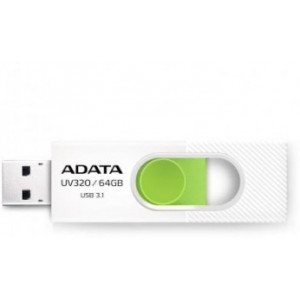 Флешка ADATA UV320, 64GB, USB3.0, White-Green, Plastic
