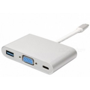 Adapter All-in-One USB3.1 TYPE C to VGA + USB3.0 + TYPE C, APC-631011