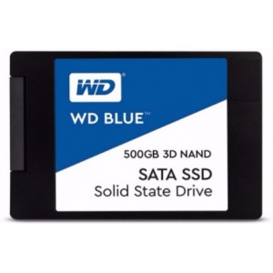 2.5" SSD 500GB  Western Digital WDS500G2B0A  Blue 3D, SATAIII, Sequential Reads: 550 MB/s, Sequential Writes: 525 MB/s, Max Random 4k: Read: 95,000 IOPS / Write: 81,000 IOPS, 7mm, Marvell 88SS1074 controller, 3D NAND TLC