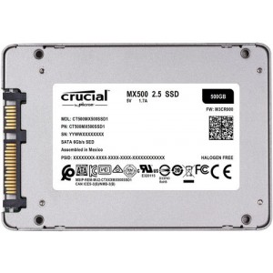  500GB SSD 2.5" Crucial MX500 CT500MX500SSD1, Read 560MB/s, Write 510MB/s, SATA III 6.0 Gbps (solid state drive intern SSD/внутрений высокоскоростной накопитель SSD)
