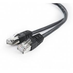 "1 m, FTP Patch Cord  Black, PP22-1M/BK, Cat.5E, Cablexpert, molded strain relief 50u"" plugs
-  
  http://cablexpert.com/item.aspx?id=5202"