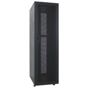 19" 46U Standard Floor Rack, SN-ROCK 46U-06-12-2ДП-РТ-ДП-4БГ, 600х1200х2235*, Perforated Door, Black