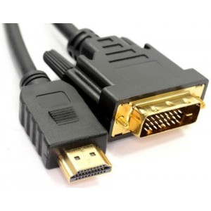 Cable HDMI-DVI - 1.5m - Brackton "Basic" DHD-SKB-0150.B, 1.5m, DVI-D cable 24+1 to HDMI 19 pin, m/m, double-shielded 1080i, pastic plug,  golden contacts