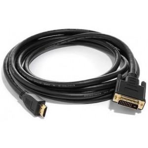 Cable HDMI-DVI - 3m - Brackton "Basic" DHD-SKB-0300.B, 3m, DVI-D cable 24+1 to HDMI 19 pin, m/m, double-shielded 1080i, pastic plug,  golden contacts