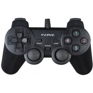 Marvo Gamepad "GT-006 " Vibration Game Pad, 15 buttons, 2 sticks, Soft, sweat-resistant surface coating, PC Win 7,8,10 compatible, USB, Black
