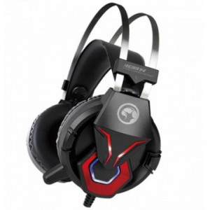 MARVO "HG8914", Gaming Headset, Microphone, 50mm driver unit, Volume control, Adjustable headband, Blue and Orange illumination, 2x3.5mm jack, USB-for illumination, cable 2.3m, Black-Red