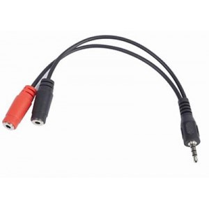 "CCA-417 3.5 mm 4-pin plug to 3.5 mm stereo + microphone sockets adapter cable, 20cm, Black
-  
  http://cablexpert.com/item.aspx?id=7544"