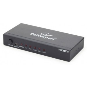 Splitter HDMI 4 ports - Cablexpert - DSP-4PH4-02, HDMI splitter, 4 ports, 1 input, 4 output HDMI receptacles, 19 pin (A), HDMI + HDCP v.1.4 (compatible with all HDMI versions)