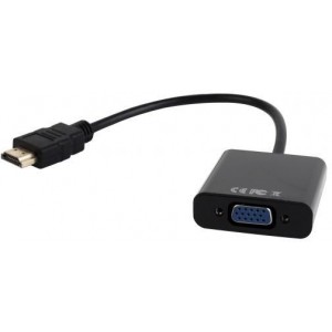 Adapter HDMI-VGA  - Gembird  A-HDMI-VGA-03, HDMI to VGA and audio adapter cable, single port, Black