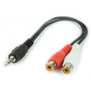 Audio cable 3.5mm-RCA - 0.2m - Cablexpert CCA-406, 3.5 mm stereo plug to 2 x RCA sockets stereo audio cable, 0,2 m