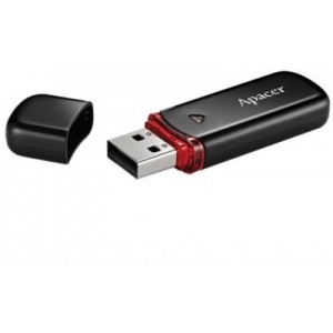 Флешка Apacer AH333, 16GB, USB 2.0, Black, Classic Cap (AP16GAH333B-1)