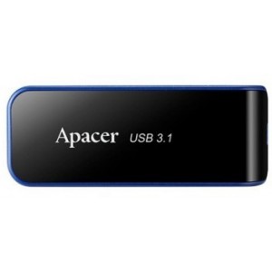 Флешка Apacer AH356, 16GB, USB 3.1, Black/Blue, Slider (AP16GAH356B-1)