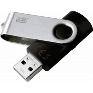 16GB USB2.0  GOODRAM UTS2 Black, Metal/Plastic, Rotatable opening/closing, Durable material with metal shield (Read 18 MByte/s, Write 10 MByte/s)