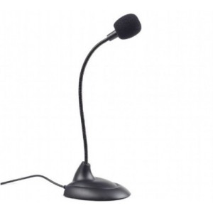 Gembird MIC-205 Desktop microphone with flexible gooseneck and practical on/off switch, 3.5 mm audio plug, cable length 2 m, Black