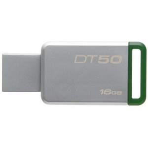 Флешка Kingston DataTraveler 50, 16GB USB 3.1, Silver/Green, Metal