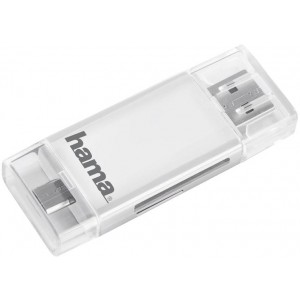 Hama 123949 USB 2.0 SD/mSD Card Reader for Smartphone/Tablet, white