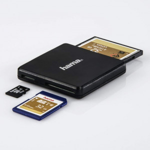 Hama 124022 USB 3.0 Multi Card Reader, SD/microSD/CF, black